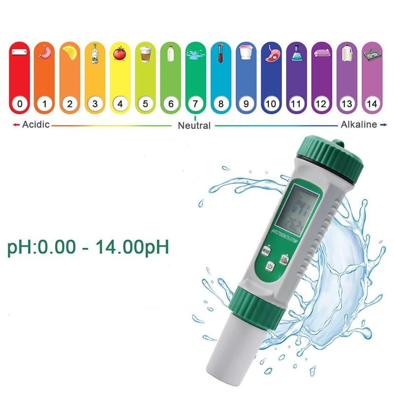 Digital 6 in 1 pH TDS Ec Salt S. G. Temp Meter Acidimeter Ppm Electric Conductivity Salinity Water Quality Tester