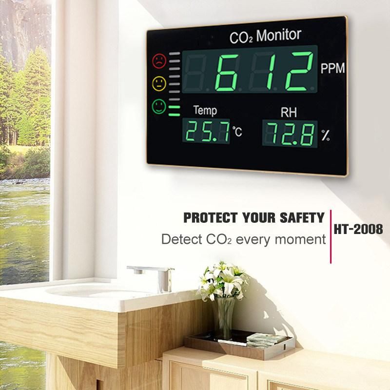 LED Display Alarm Function Wall Mount Temperature Humidity CO2 Meter