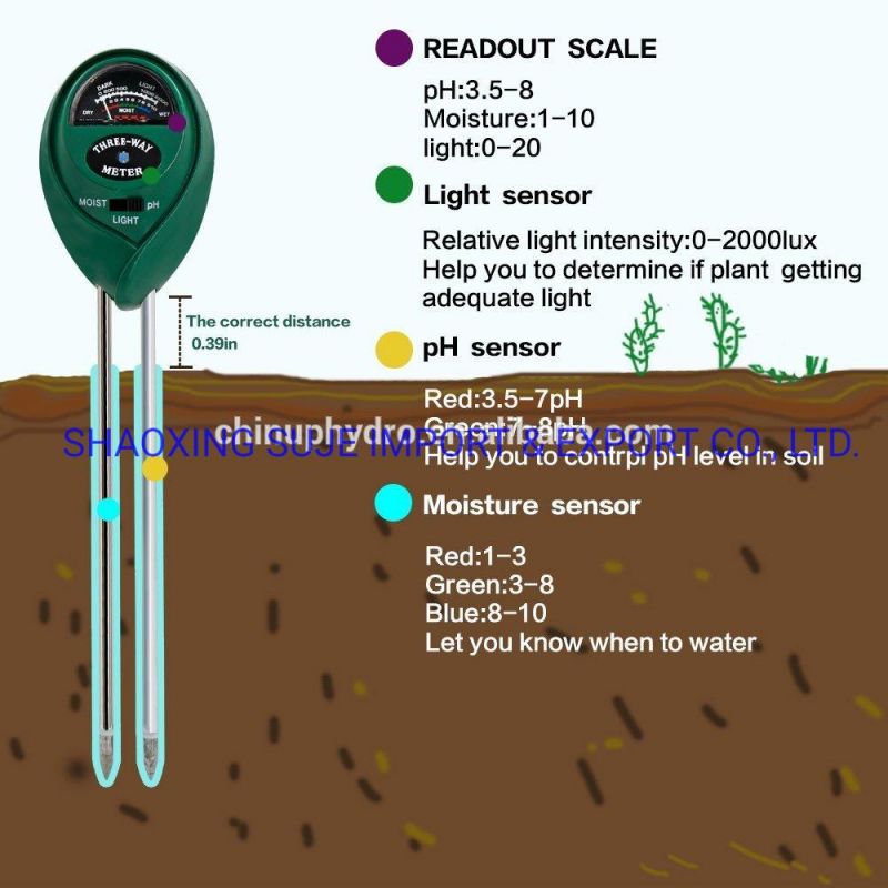 Test Kit 3-in-1 Soil pH Meter Soil Tester pH Meter for Plant Moisture Meter