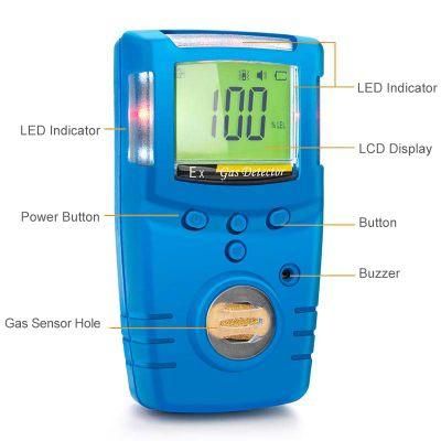 Portable Methane 6 in 1 Gas Leak Detector for Lel (Ex) O2 Co H2s
