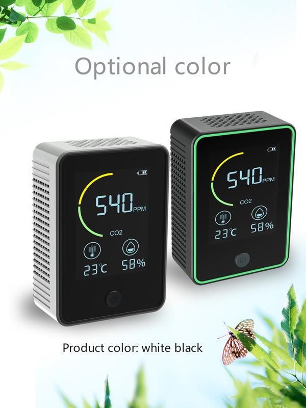 CE RoHS Indoor Air Quality Monitor Ndir Infrared Sensor Rechargeable CO2 Detector