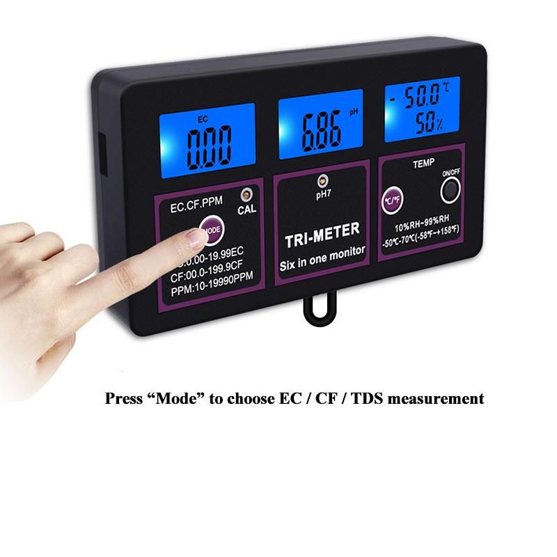 6 in 1 pH Ec CF Rh TDS Temp Tester