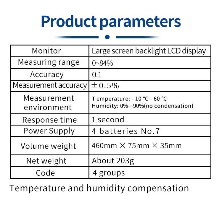 Digital Straw Bran Moisture Meter Tester 0%-84%