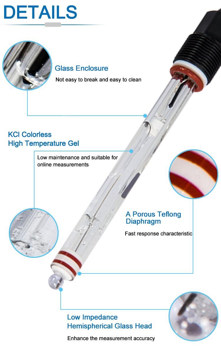 Glass Shell pH Probe Water pH Sensor for Biopharmaceutical