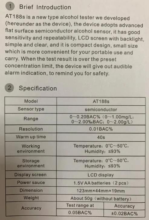 Smart and Portable Alcohol Screener Consumer Alcohol Breath Alacohol