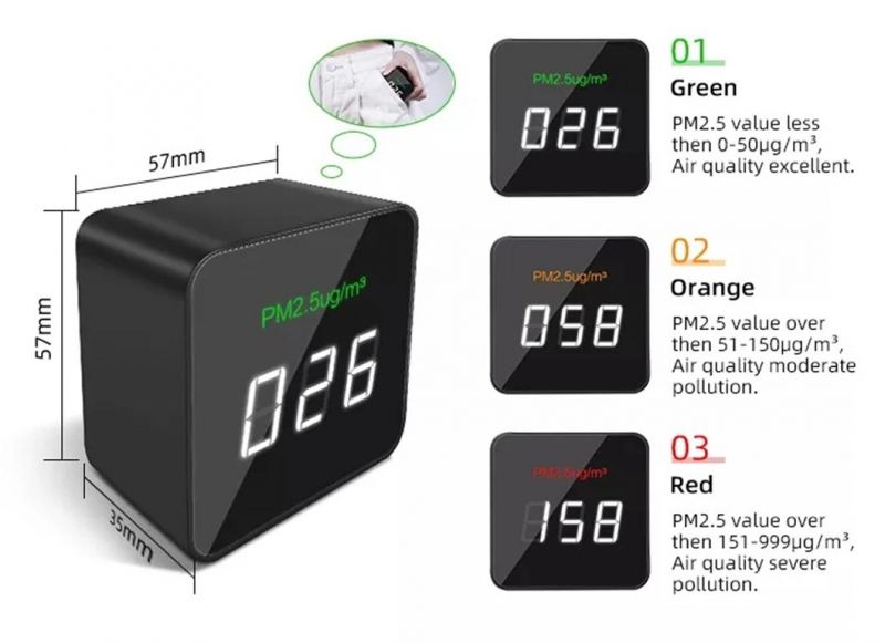 Portable Multi Gas Detector for Home Black Pm2.5 Detector Household Air Quality Monitor