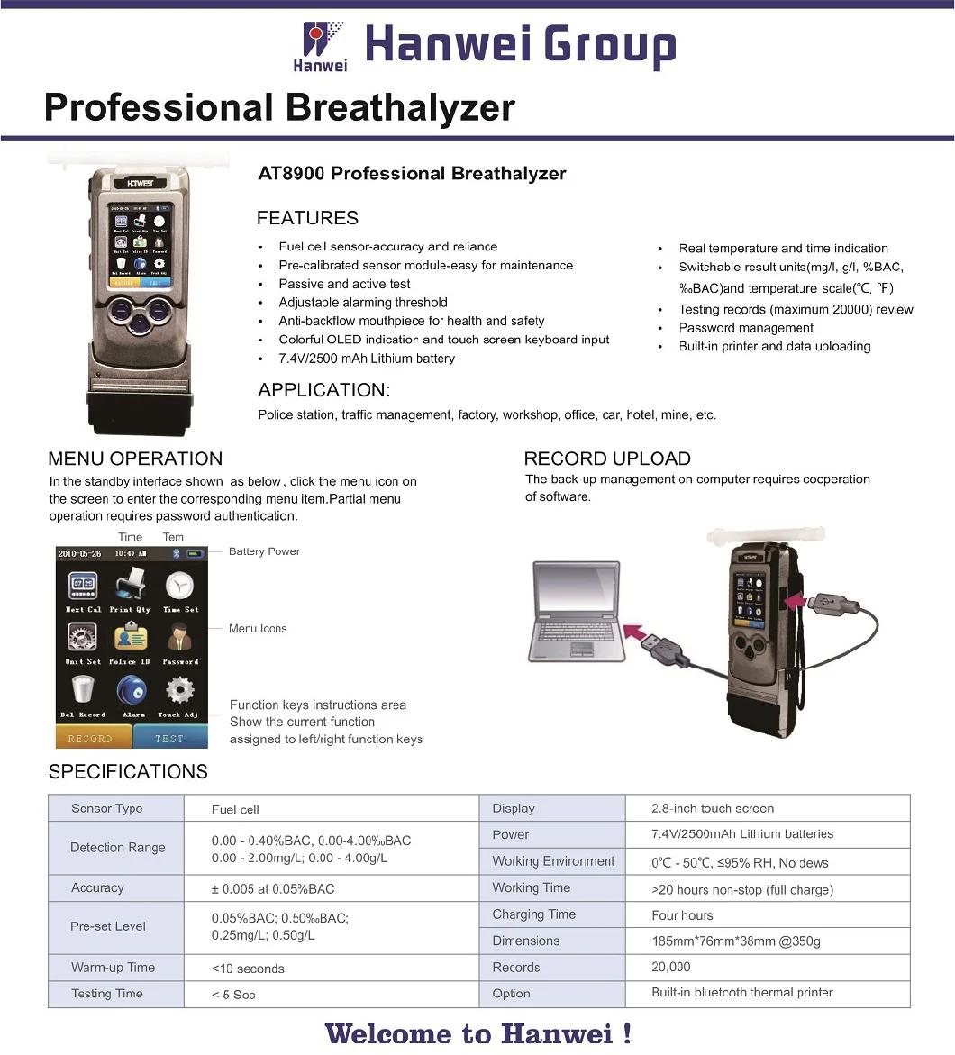 Professional Police Breath Alcohol Tester with Inbuilt Printer Breathalyzer (AT8900)
