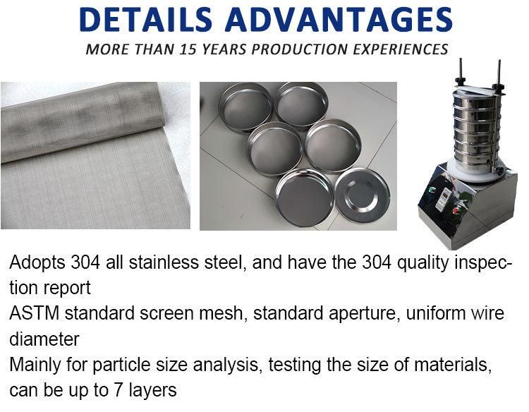 Particle Size Analysis Equipment Stainless Steel Test Sieves for Lab Use