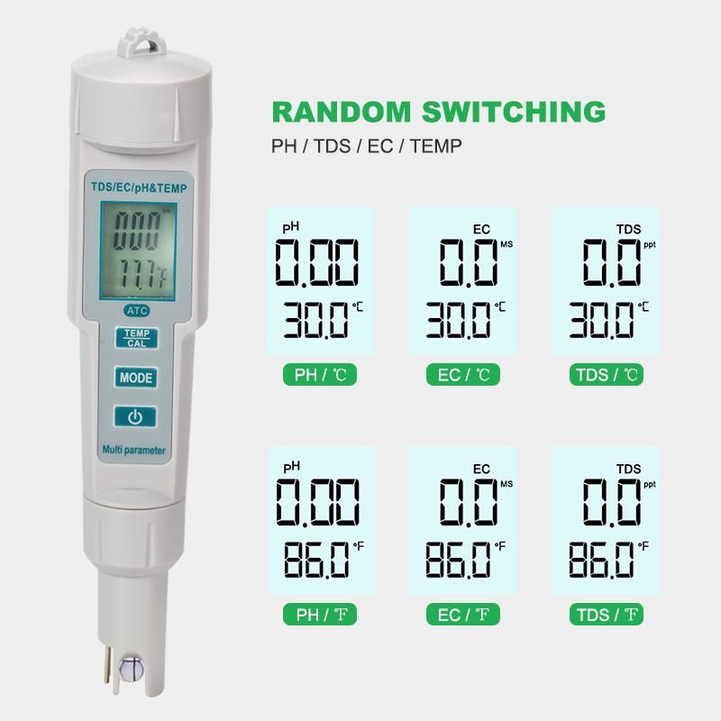 4 in 1 pH TDS Ec Temp Meter Acidimeter Ppm Electric Conductivity Tester