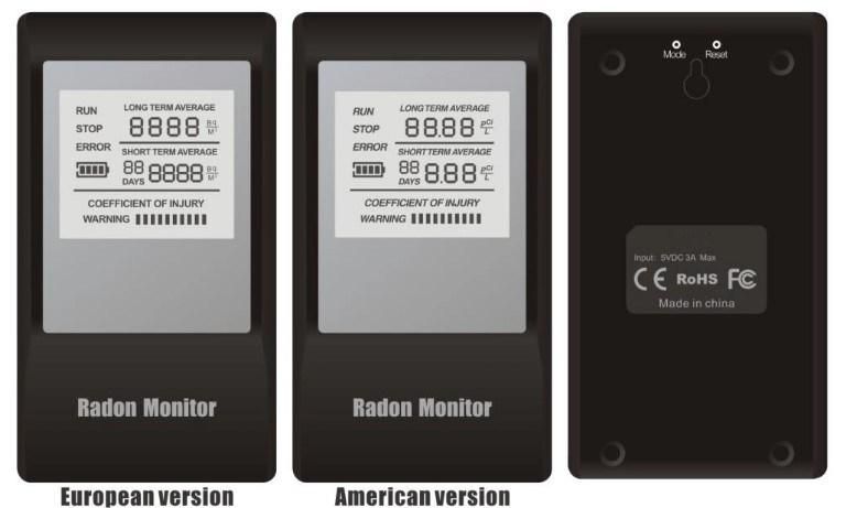 Smart Home Radon Detector Radon Sensor Radon Monitor with Rechargeable Battery