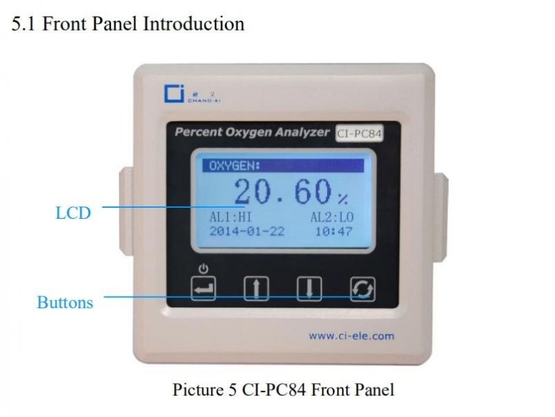 Portable 4oxv Oxygen Purity Online Gas Analyzer (CI-PC84)