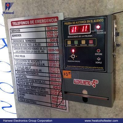 Coin Operated Alcohol Tester Fuel Cell Breathalyzer for Restaurant Public Places (AT319)