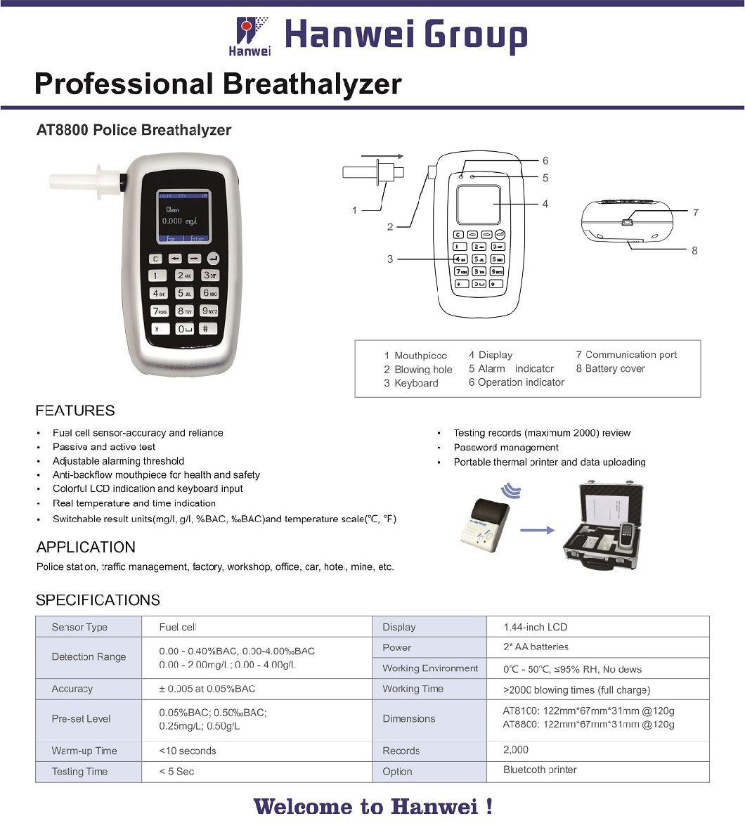 Police-Grade Digital Alcohol Tester with Data Uploading Function (AT8800)