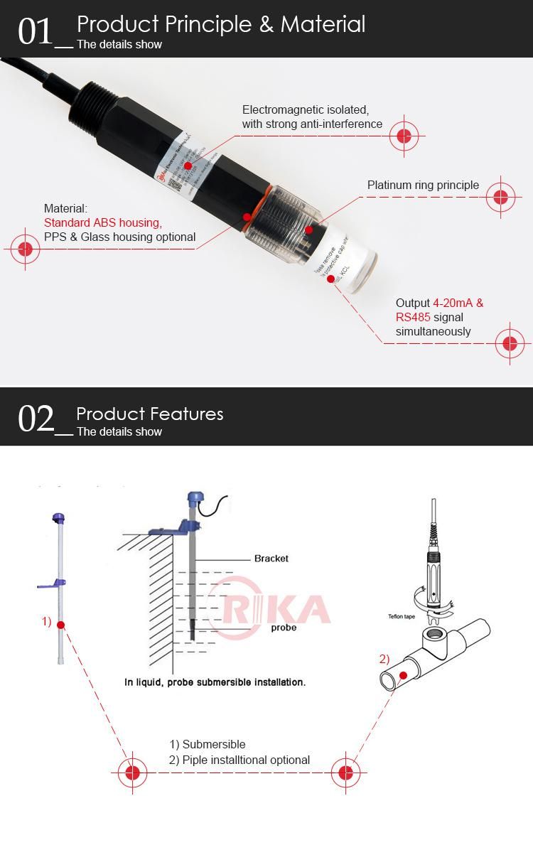 Rika Rk500-06 Seaquarium Fish Farming Biochemistry Use Online ORP Sensor with Factory Price