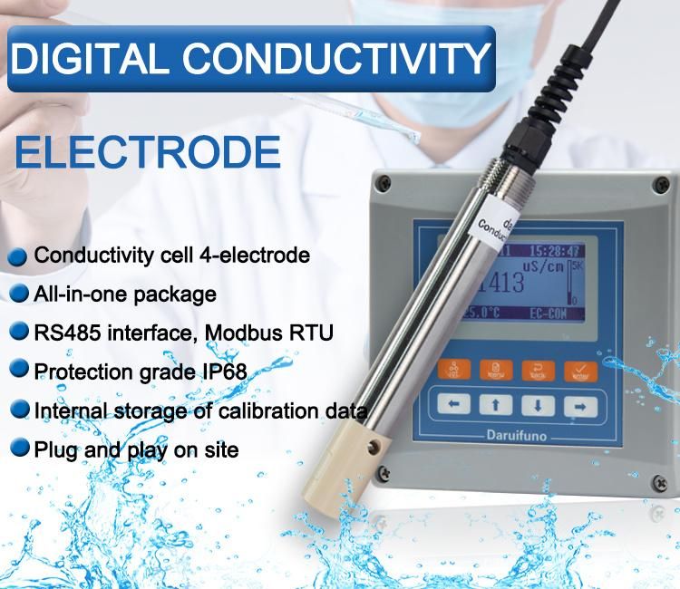 Material Peek+Nickel DEC Probe Industrial Conductivity Sensor for Wastewater