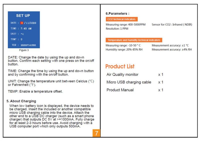 Chinese Factory Directly Supplied Desktop Air Quality Monitor Infrared (NDIR) Sensor Carbon Dioxide Detector