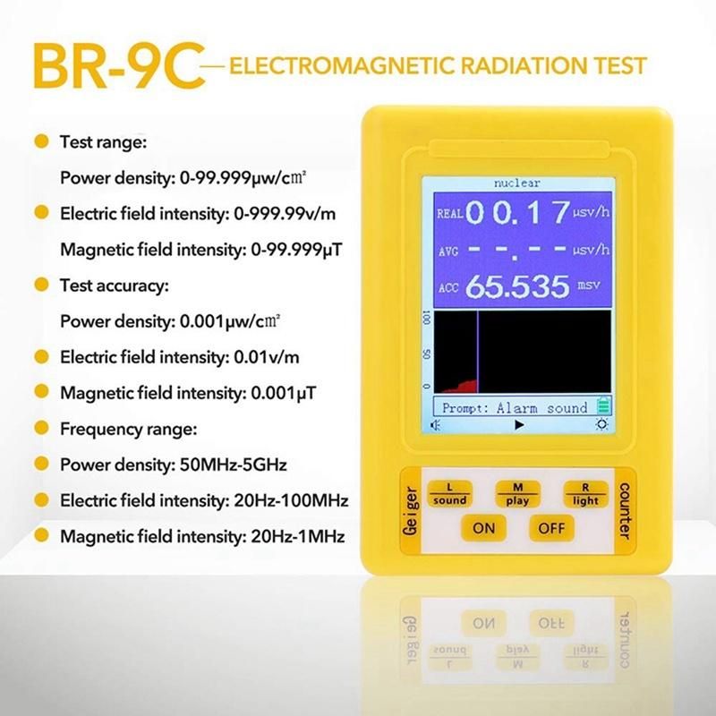 Br-9c 2-in-1 Handheld Digital Display Electromagnetic Radiation Nuclear Detector Emf Geiger Counter Full-Functional Type Tester