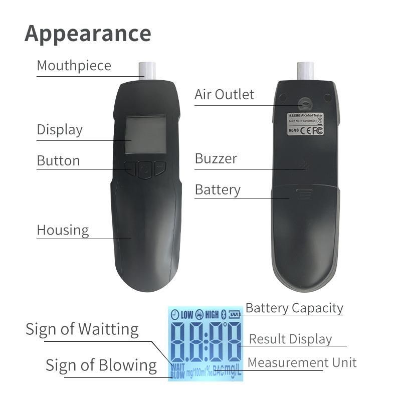 New Design Quick Analysis Breathalyzer Breath Alcohol Tester with CE