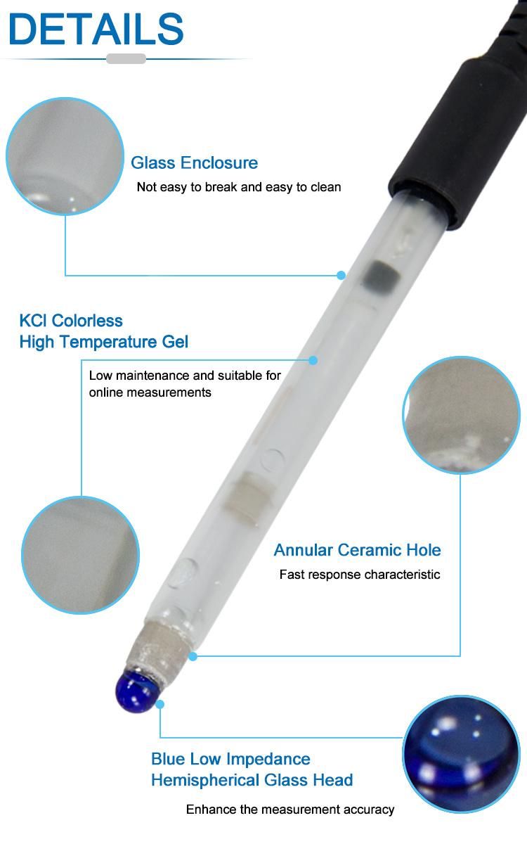 CE Certificate Length 120 mm Water pH Electrode pH Sensor with Double Salt Bridge