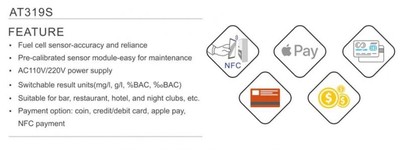 Suitable for Public Area Alcohol Tester Vending Machine with Coin, Credit/Debit Card Payment Options