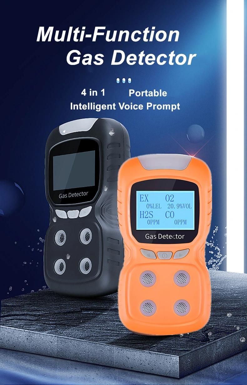 Portable 4 in 1 Gas Detector with Sound Light Vibration Alarm