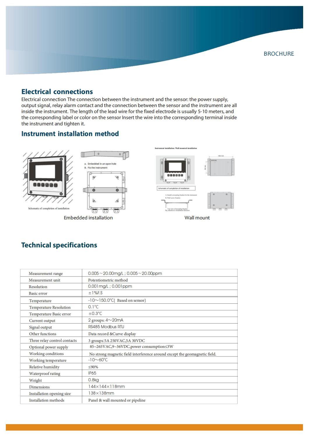 Industrial Online Disinfactant Water Residual Chlorine Meter Analyzer Transmitter