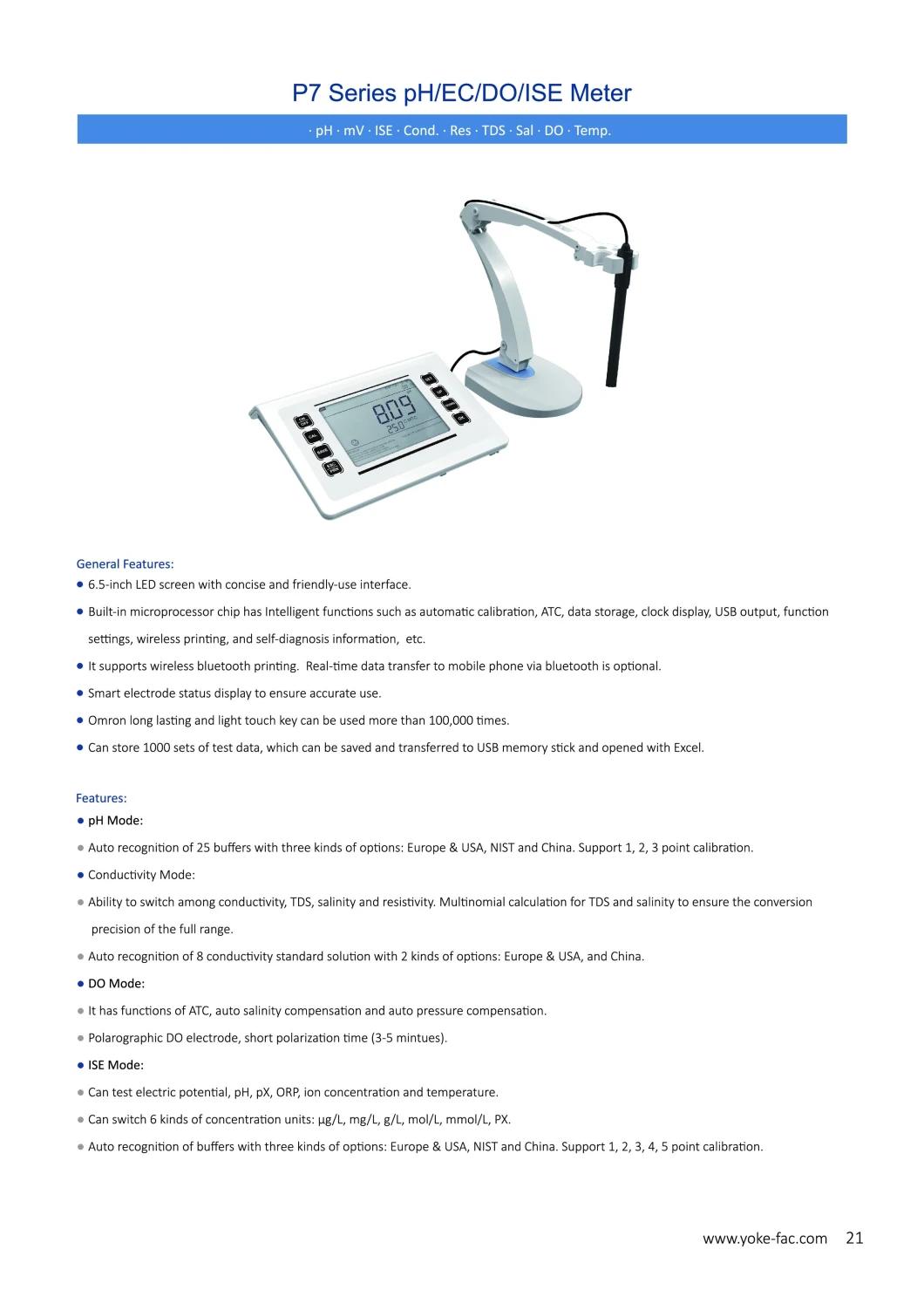 P7 pH/Conductivity Meter with Automatic Calibration, APP Function Is Optional