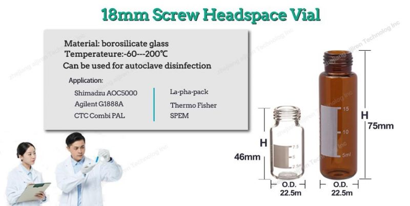 Lab 10ml 20ml Gas Chromatography Glass Bottle Vial Screw Top for Headspace Analysis Wholesale Price