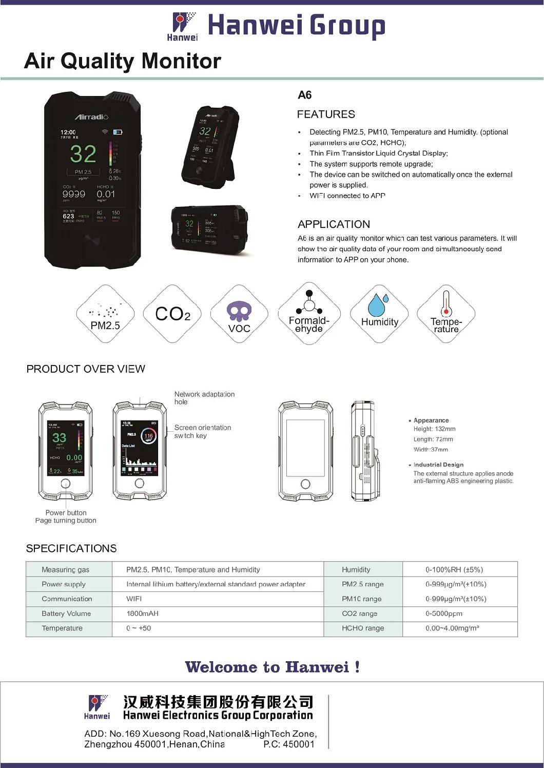 New Product A6 Air Quality Monitor with Data Logger (PM2.5/PM10/Temperature/Humidity)