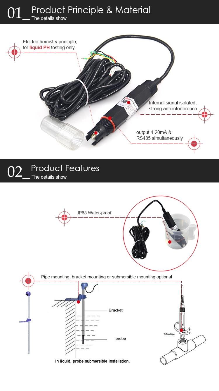 Rika Rk500-12 Online Monitoring 4-20mA RS485 Output pH Sensor Probe