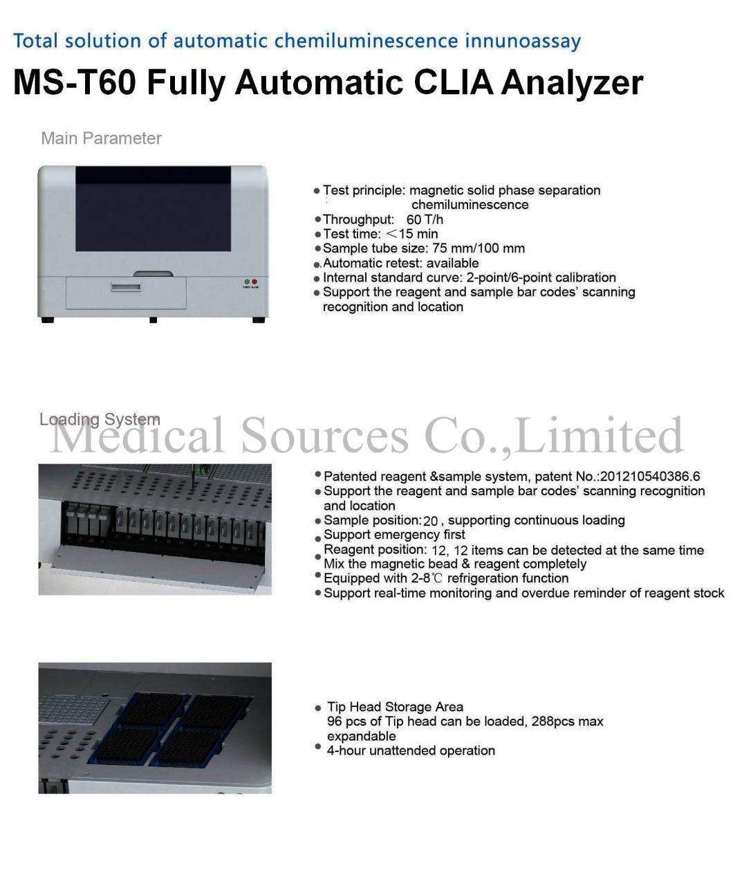 (MS-T60) Fully Automatic Chemiluminescent Immunoassay Clia Analyzer