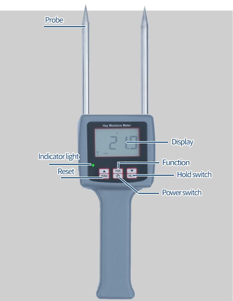 Digital Straw Bran Moisture Meter Tester 0%-84%