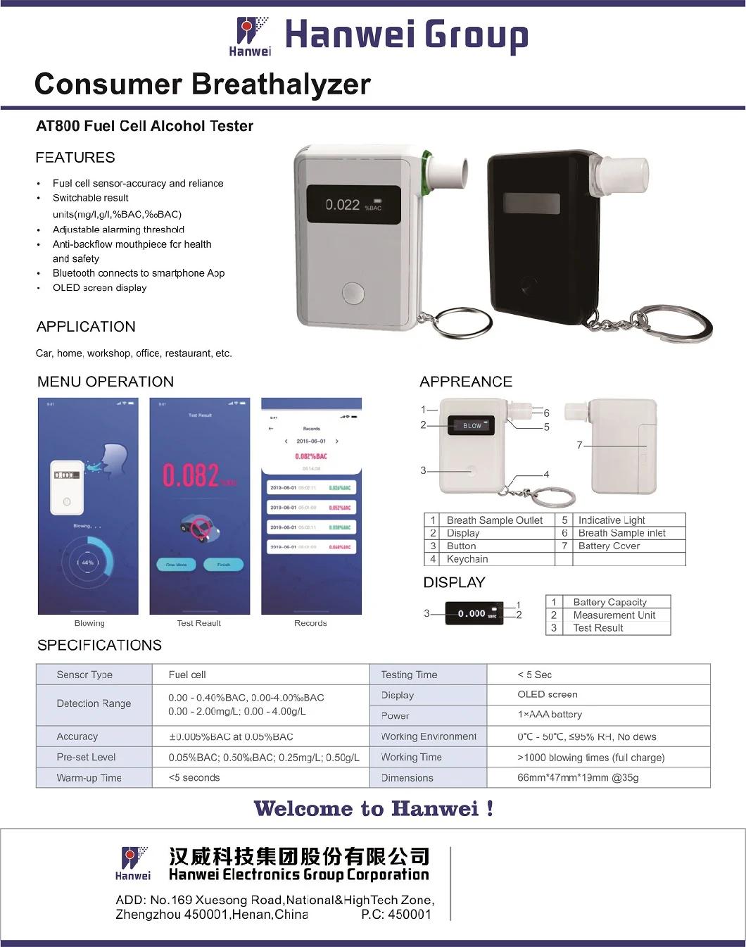 New Popular Product Fuel Cell Keychain Breathalyzer Personal Handhold Alcohol Tester for Home Party