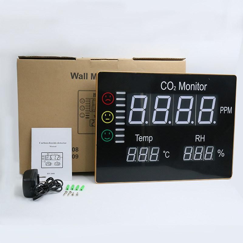 LED Display Alarm Function Wall Mount Temperature Humidity CO2 Meter