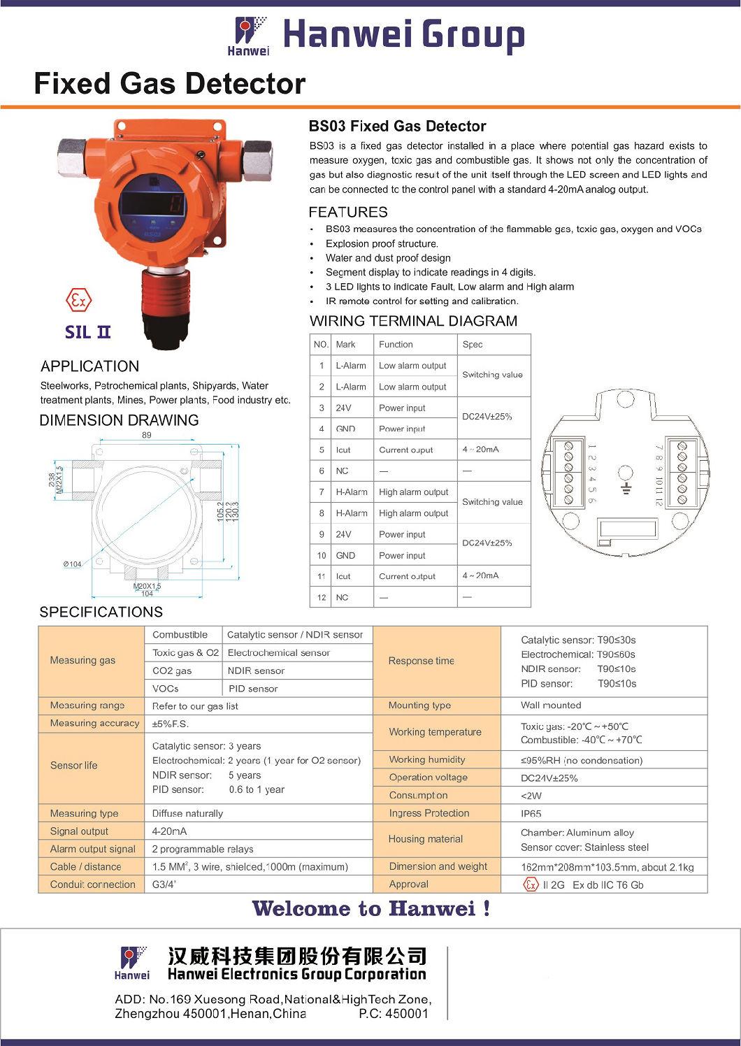 Exposure Limits and Alarm Levels Toxic Oilfield Fixed Gas Detector Sampling Detection System Price