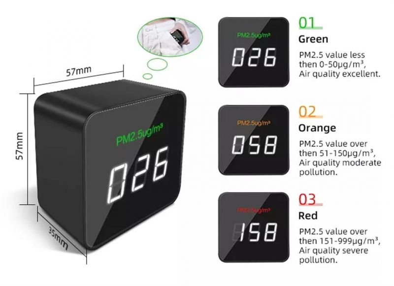 Smart Pocket Air Quality Monitor Laser Sensor Pm2.5 Detector Tester Gas Meter Gas Analyzer