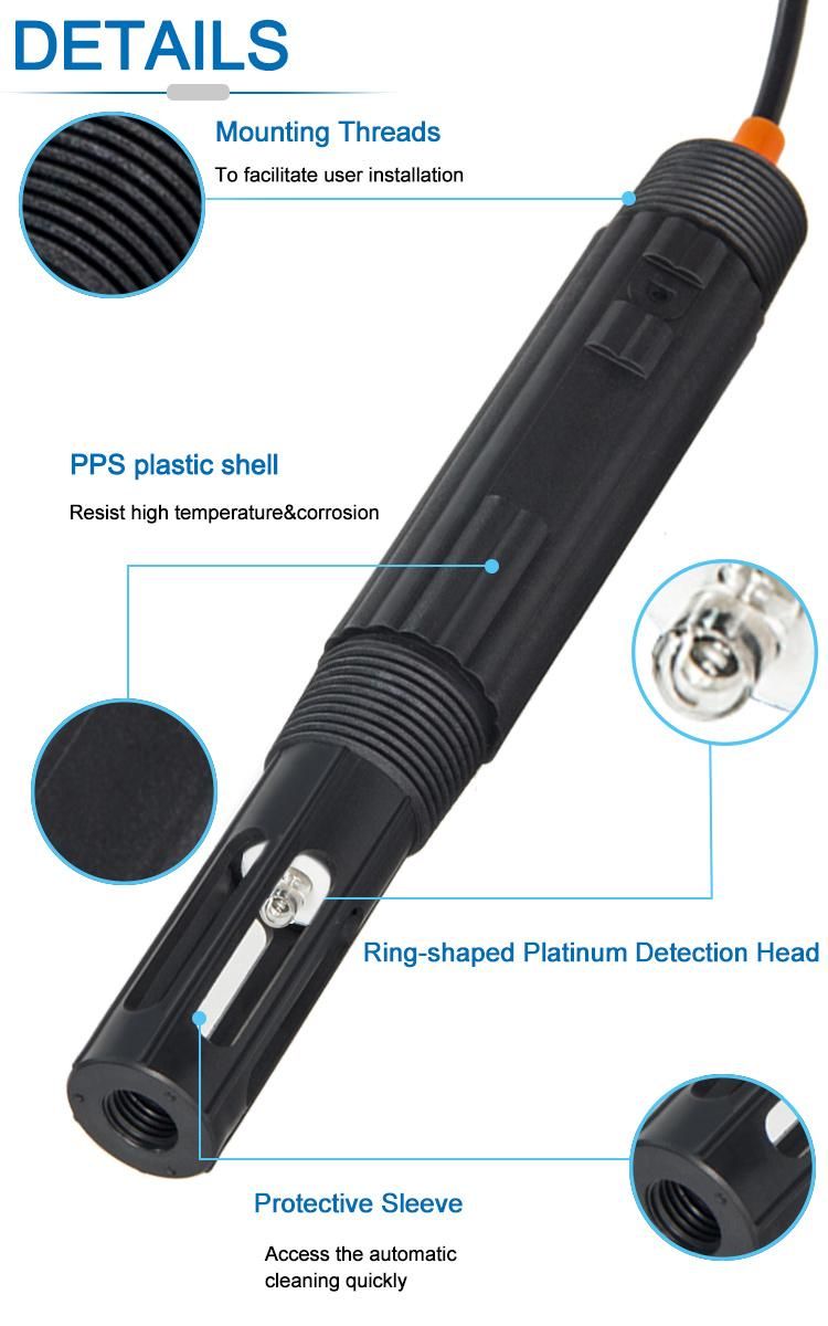 Double Salt Bridge Seawater pH/ORP Probe Industrial pH Sensor with Protective Cover