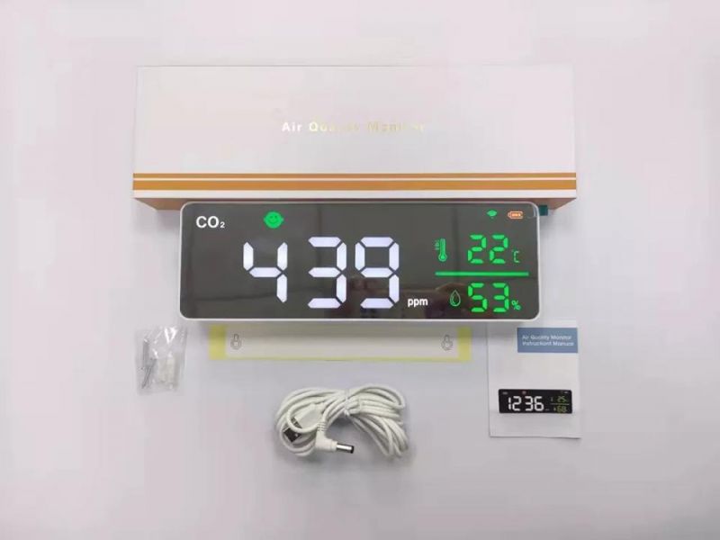 Indoor Air Quality Temp Humidity Carbon Dioxide Monitor Detector Gas Analyzer WiFi Ndir Sensor CO2 Meter with Tuya APP
