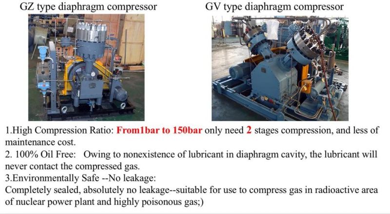 100MPa 20 MPa Poisonous Nitrogen Dioxide No2 Chlorine Gas Industrial Gas Diaphragm Compressor