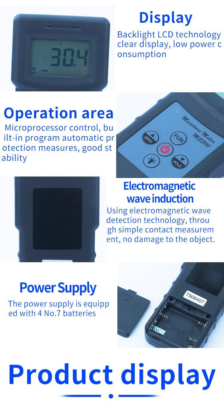 Handhold Concrete Moisture Meter with Inductive Type Ms300