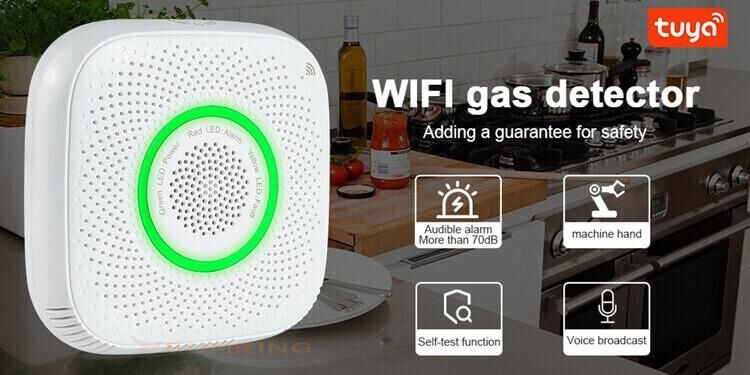 Smart Home WiFi Combustible Gas Leak LPG Natural Gas Detector Propane Alarm with Voice Alarm