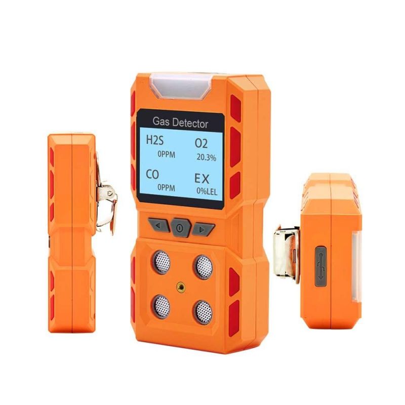 Chargeable Lel Co H2s O2 Portable Gas Detector with Human Voice Alarm for Industrial Application