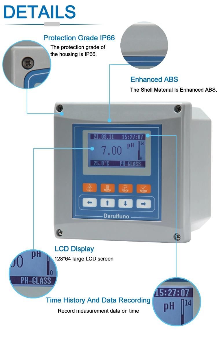 Temperature Compensation PT1000/Ntc10K Online Transmitter pH/ORP Meter for PCB Manufacturing