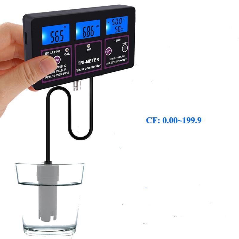 6 in 1 pH Ec CF Rh TDS Temp Tester