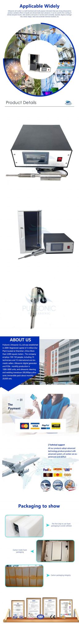 Ultrasonic Cell Disruptor Processor Homogenizer with Sound Roof Box for Broken Laboratory Spores