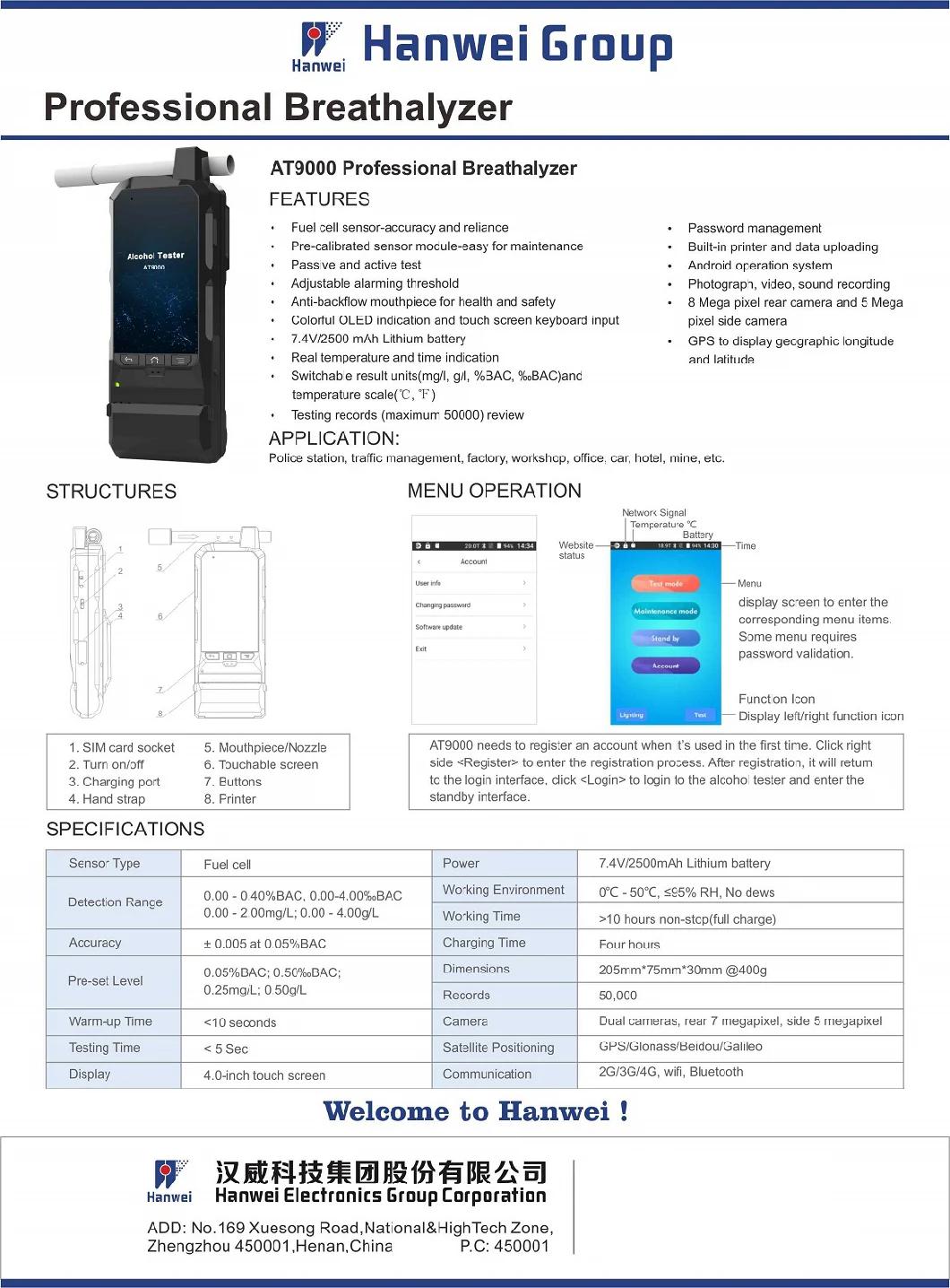 Rapid Portable Digital Breathalyzer Manual Operated Fuel Cell Sensor Alcohol Tester