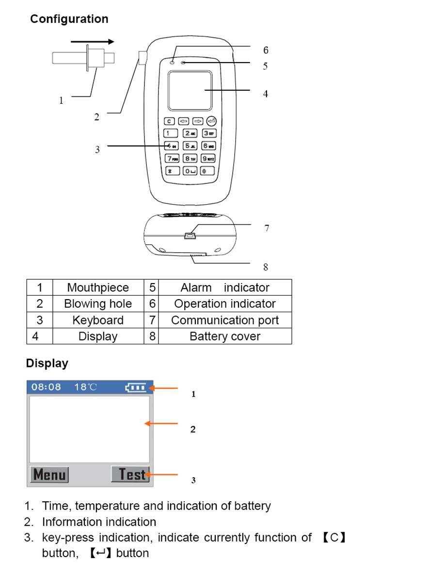 Police Breathalyzer Optional with Bluetooth Printer with Adopt Anti-Return Mouthpiece