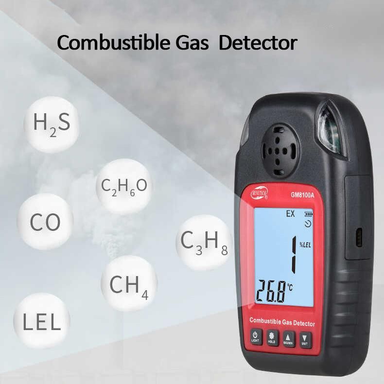 Portable USB Charging LCD Display Multi-Alarm 0-100%Lel Combustible Gas Detector Concentration Alarm