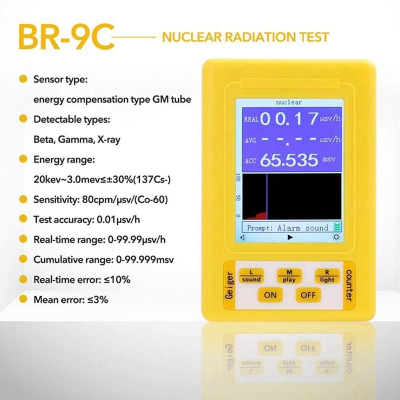Br-9c 2-in-1 Handheld Digital Display Electromagnetic Radiation Nuclear Detector Emf Geiger Counter Full-Functional Type Tester
