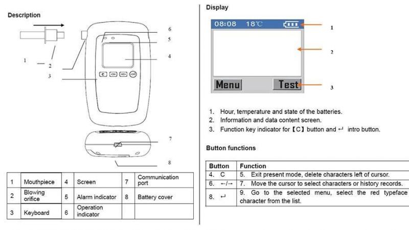 Professional Breath Alcohol Tester, Works with Portable Bluetooth Printer